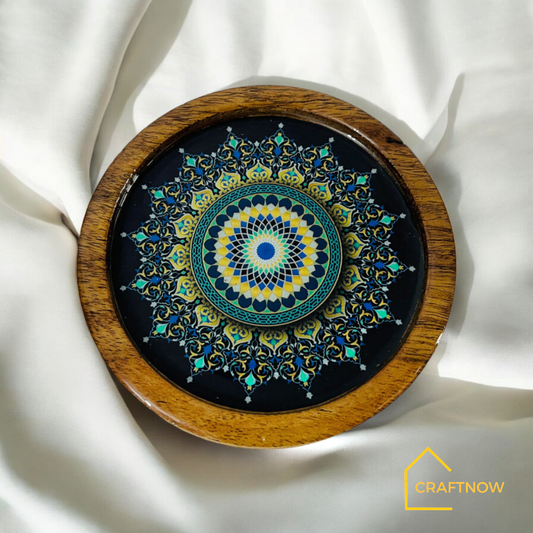 Premium Wooden Coasters Set of 4 with Holder