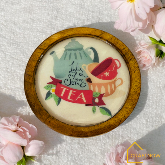 Wooden Coasters Set of 4 with Holder