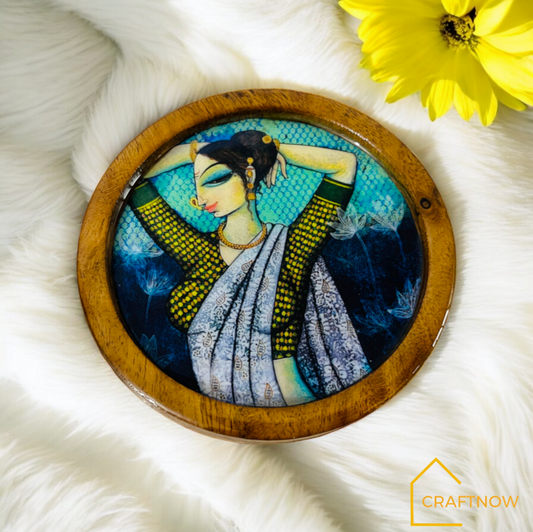 Premium Wooden Coasters Set of 4 with Holder