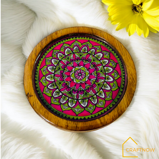 Premium Wooden Coasters Set of 4 with Holder