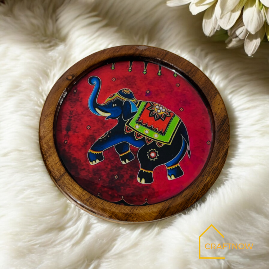 Premium Wooden Coasters Set of 4 with Holder