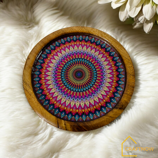 Premium Wooden Coasters Set of 4 with Holder