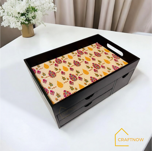 Rectangular Wooden Trays with Chest of Drawer