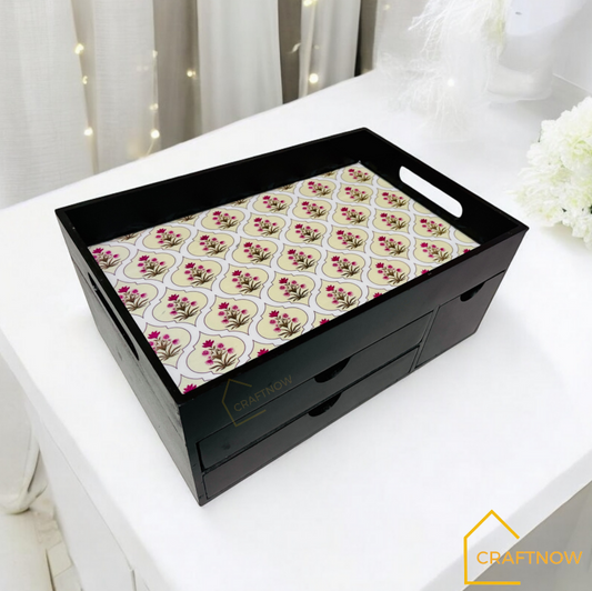 Rectangular Wooden Trays with Chest of Drawer
