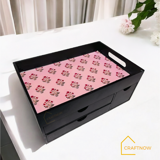 Rectangular Wooden Trays with Chest of Drawer