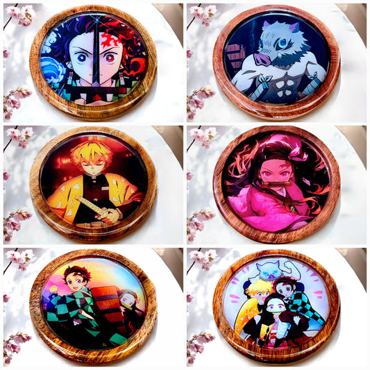 Premium Wooden Coasters Set of 6 with Holder