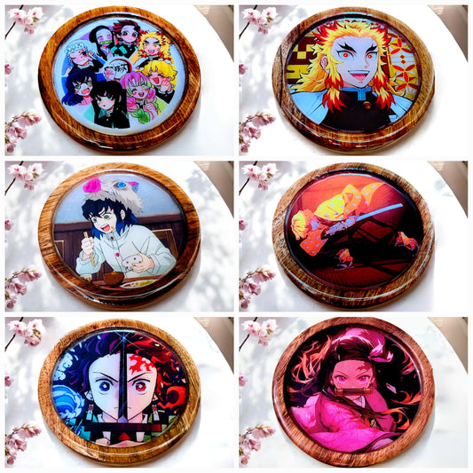 Premium Wooden Coasters Set of 6 with Holder