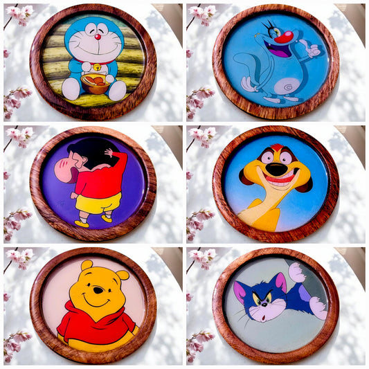 Premium Wooden Coasters Set of 6 with Holder