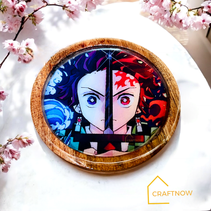 Premium Wooden Coasters Set of 6 with Holder