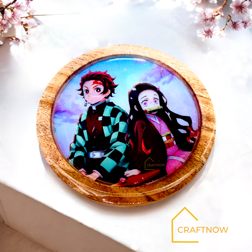 Premium Wooden Coasters Set of 6 with Holder