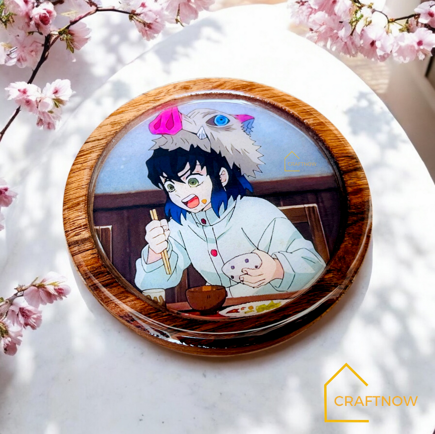 Premium Wooden Coasters Set of 6 with Holder