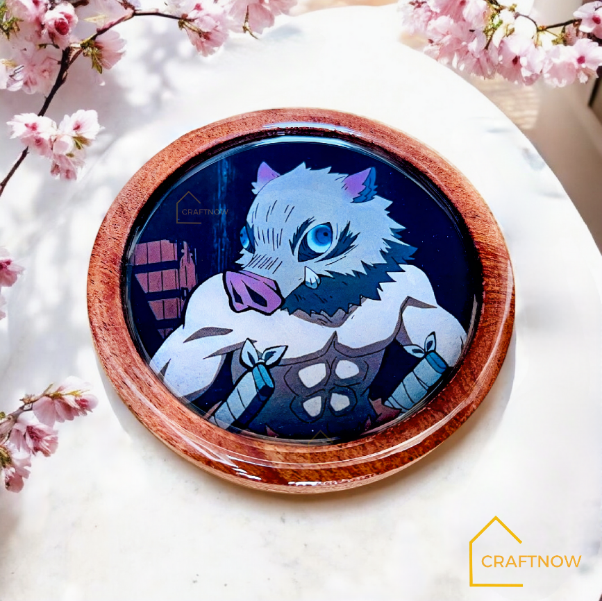 Premium Wooden Coasters Set of 6 with Holder
