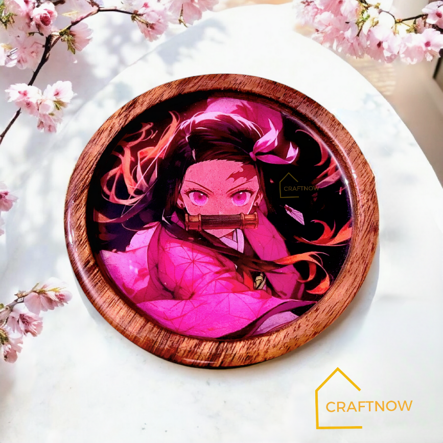 Premium Wooden Coasters Set of 6 with Holder