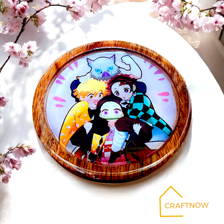 Premium Wooden Coasters Set of 6 with Holder