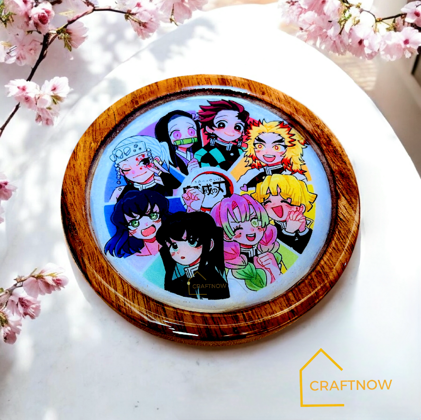 Premium Wooden Coasters Set of 6 with Holder