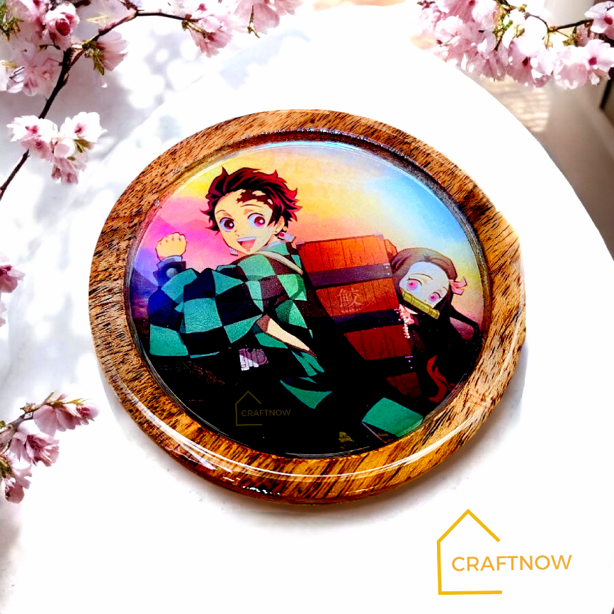Premium Wooden Coasters Set of 4 with Holder