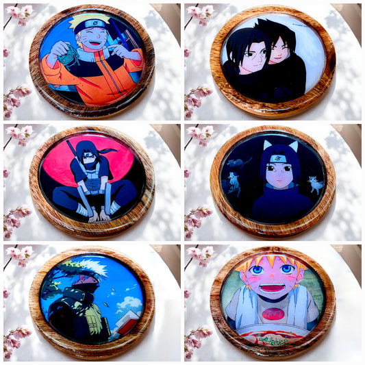 Premium Wooden Coasters Set of 6 with Holder