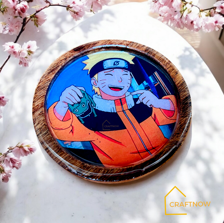 Premium Wooden Coasters Set of 6 with Holder