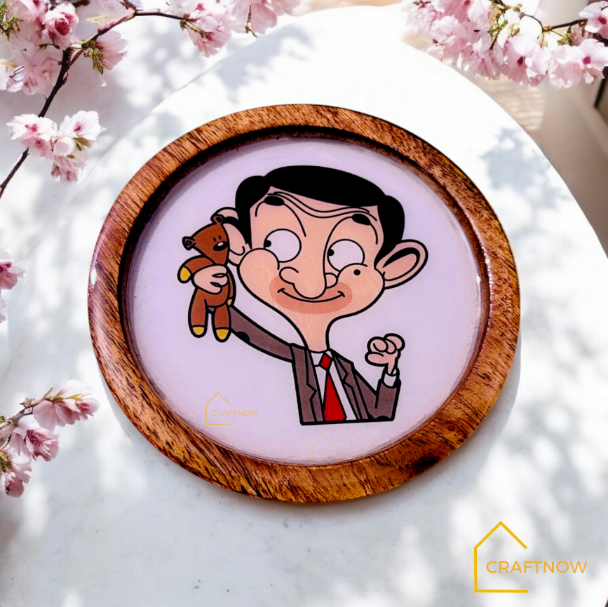 Premium Wooden Coasters Set of 4 with Holder