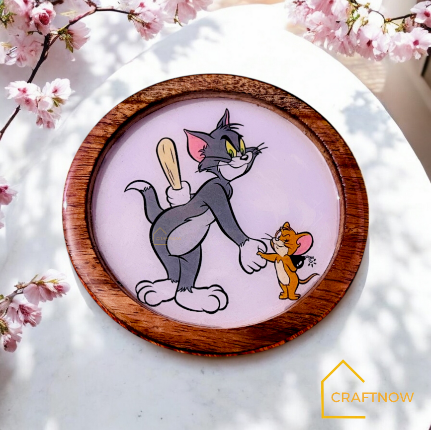 Premium Wooden Coasters Set of 6 with Holder