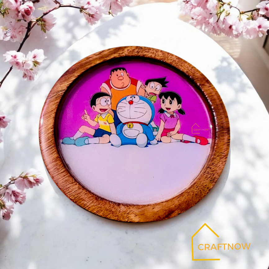 Premium Wooden Coasters Set of 4 with Holder