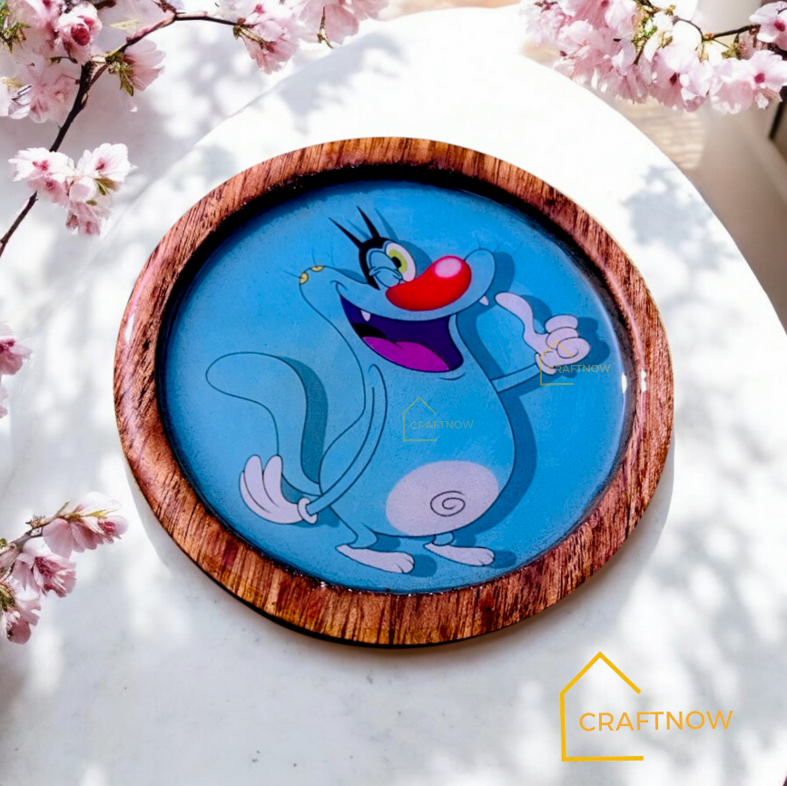 Premium Wooden Coasters Set of 4 with Holder