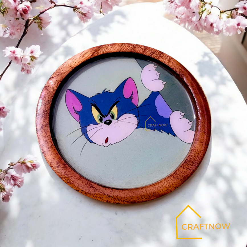 Premium Wooden Coasters Set of 6 with Holder