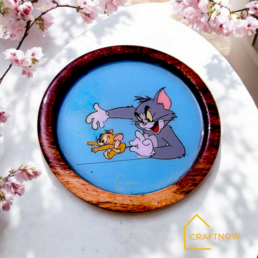 Premium Wooden Coasters Set of 6 with Holder