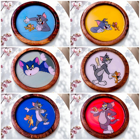 Premium Wooden Coasters Set of 6 with Holder