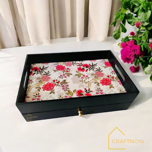 Rectangular Wooden Trays with Chest of Drawer
