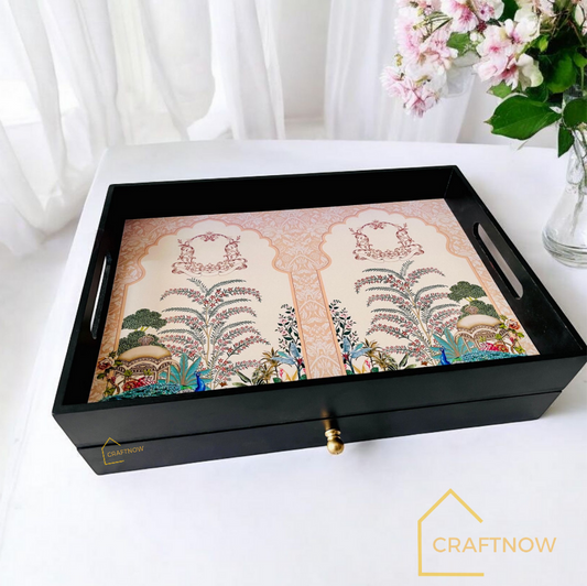 Rectangular Wooden Trays with Chest of Drawer