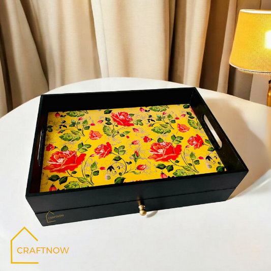 Rectangular Wooden Trays with Chest of Drawer