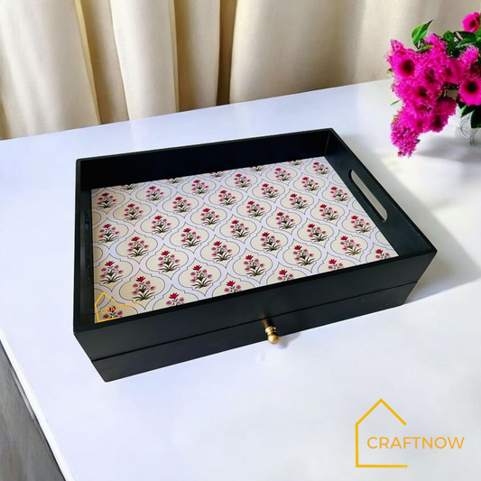 Rectangular Wooden Trays with Chest of Drawer