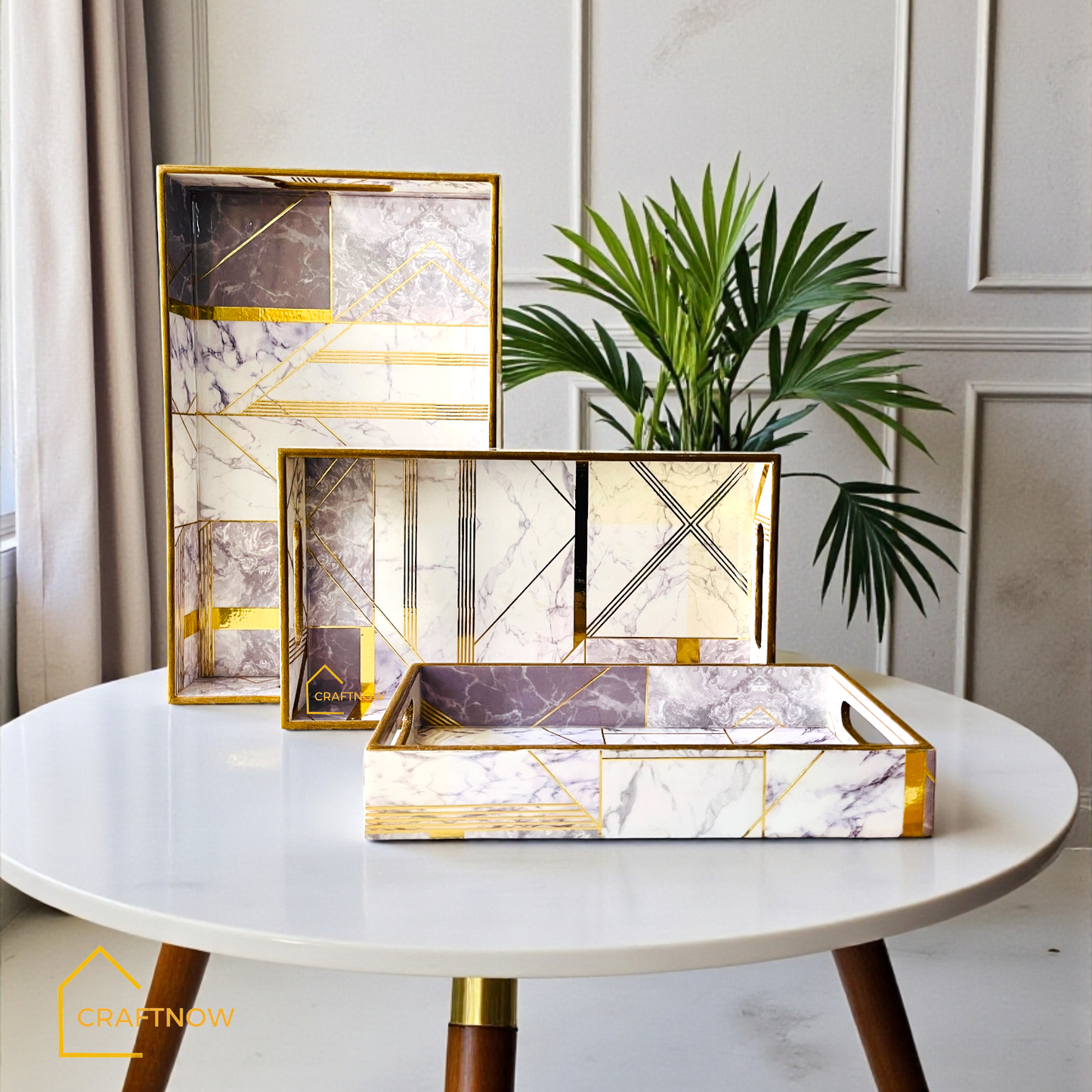 Premium Wooden Serving Tray Set of 3