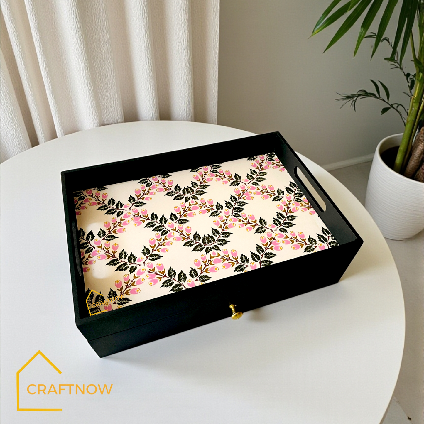 Rectangular Wooden Trays with Chest of Drawer