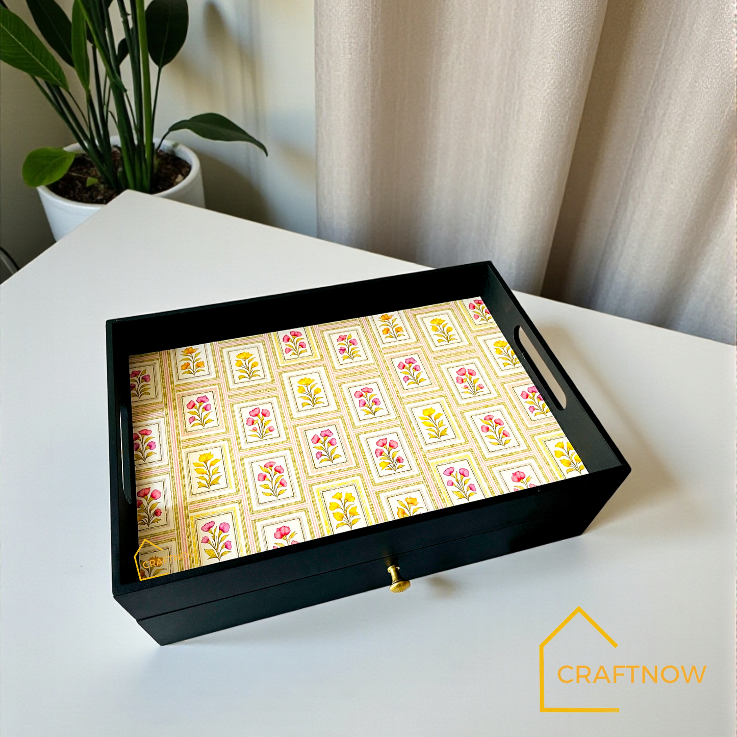 Rectangular Wooden Trays with Chest of Drawer