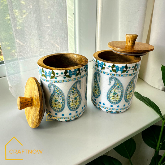 Premium Wooden Air Tight Jar Set of 2