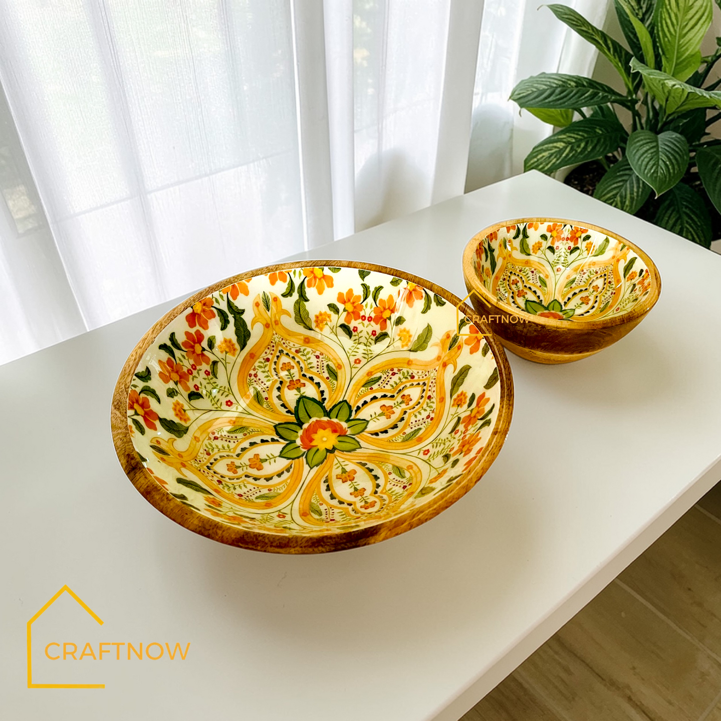 Premium Wooden Serving Bowl Set of 2