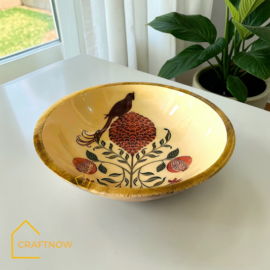 Wooden Serving Bowl with Server Set