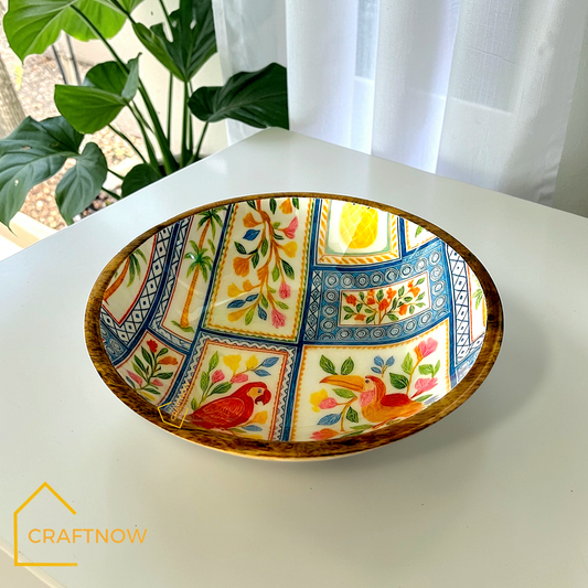 Wooden Serving Bowl with Server Set