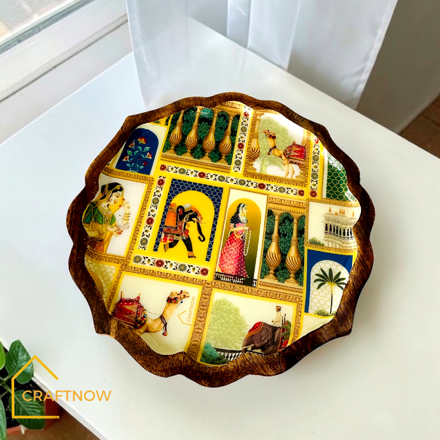 Premium Wooden Serving Lotus Edge Platter