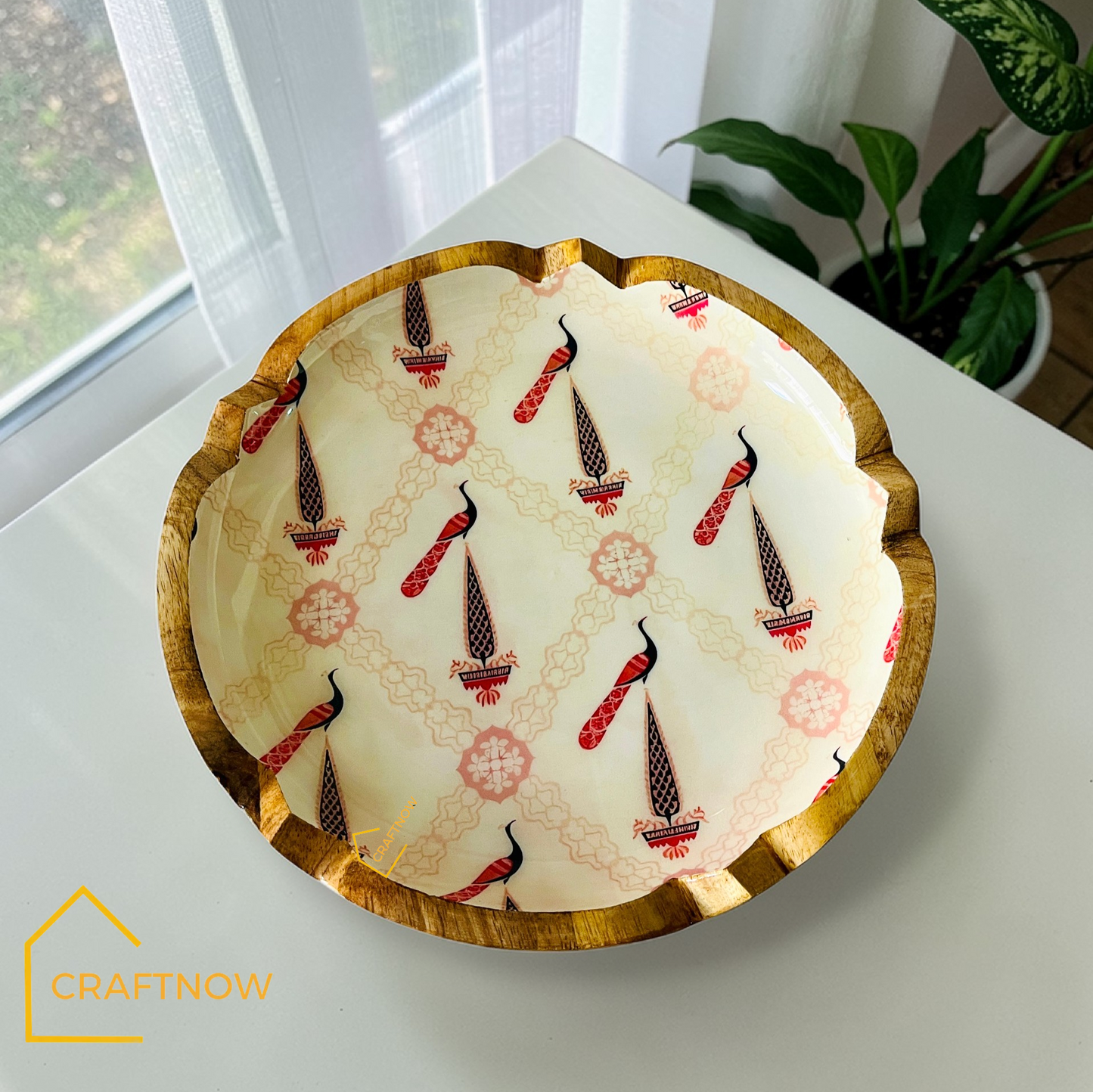 Premium Wooden Serving Lotus Edge Platter