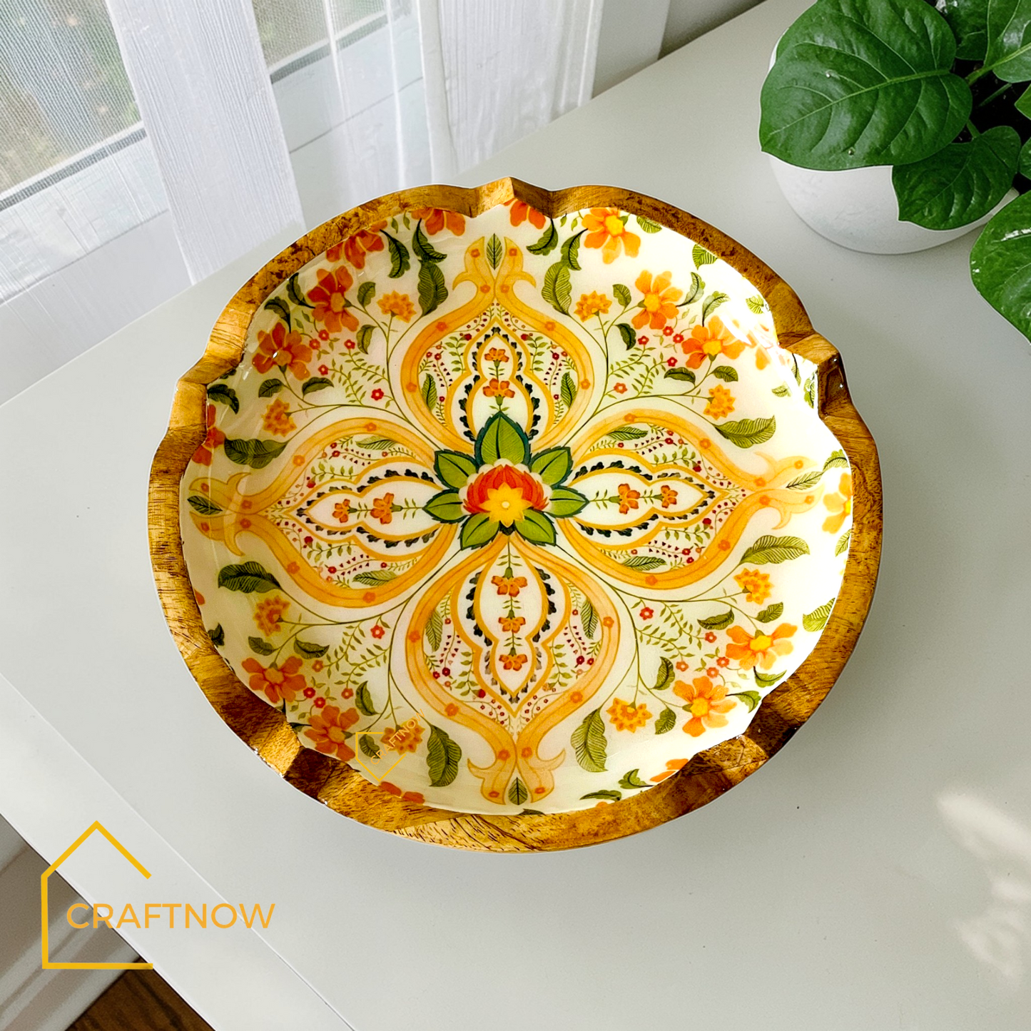 Premium Wooden Serving Lotus Edge Platter