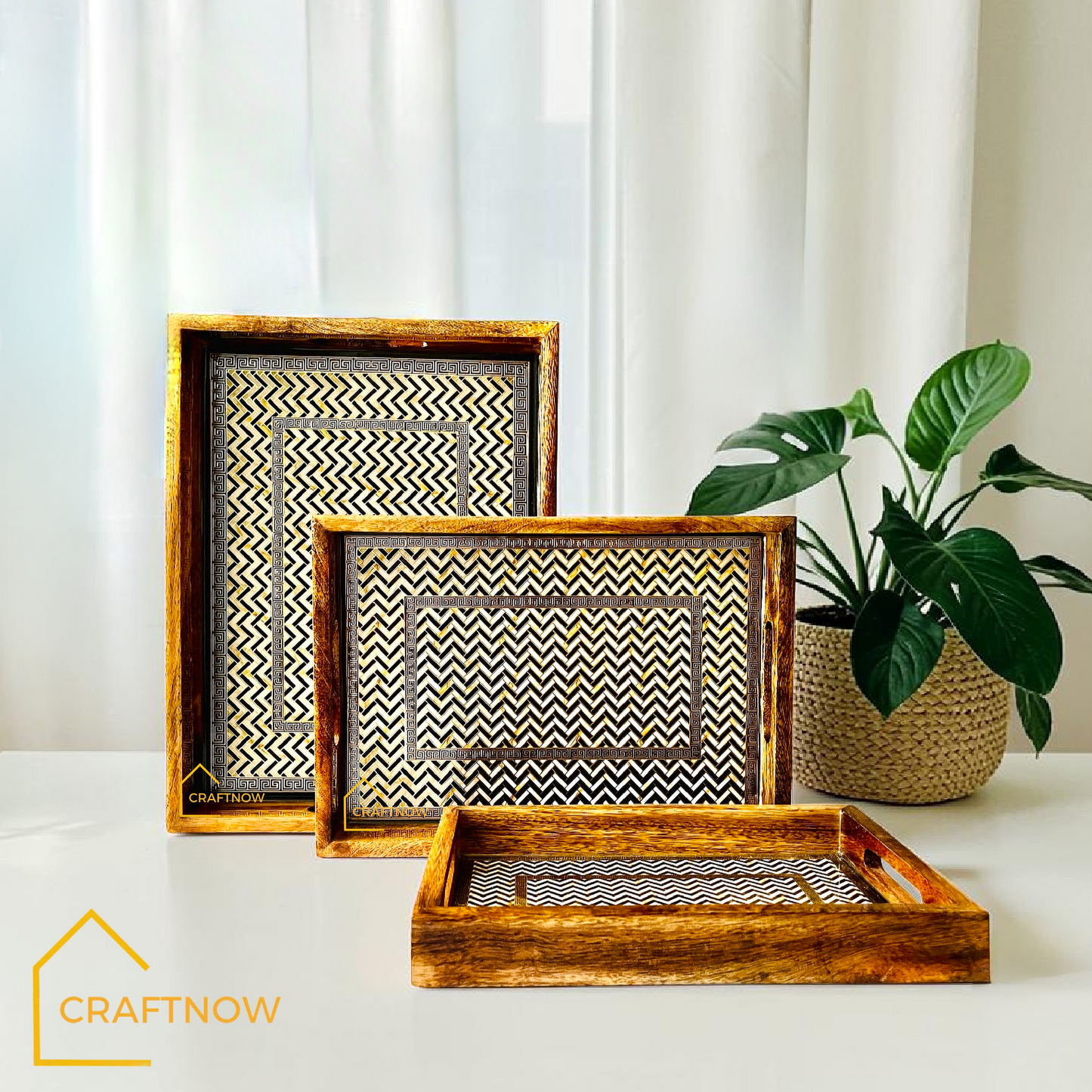 Premium Mangowood Serving Tray Set of 3