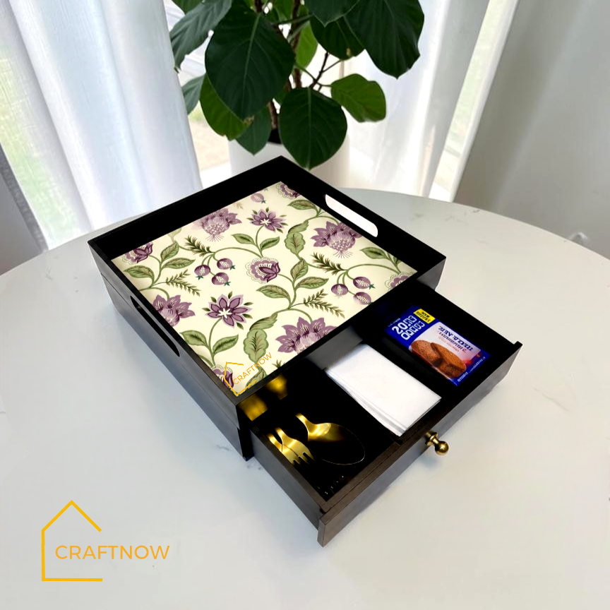 Rectangular Wooden Trays with Chest of Drawer