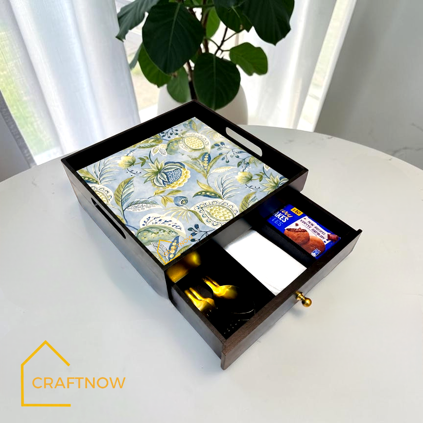 Rectangular Wooden Trays with Chest of Drawer