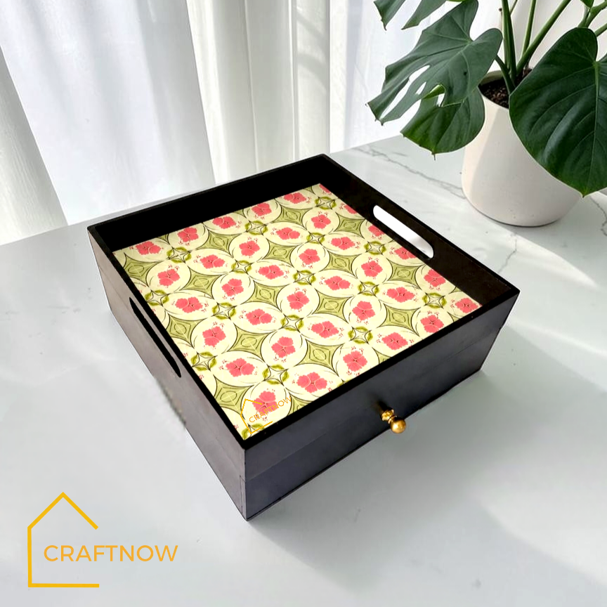 Rectangular Wooden Trays with Chest of Drawer