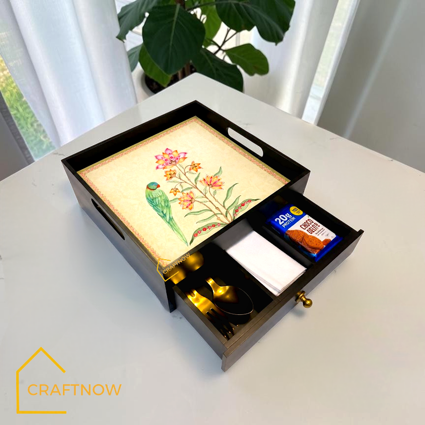 Rectangular Wooden Trays with Chest of Drawer