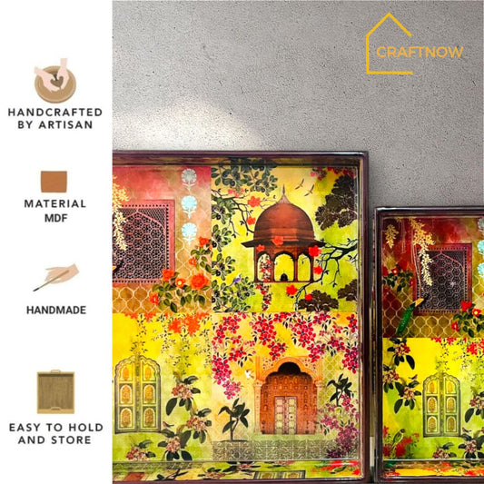 Premium Wooden Square Tray Set of 2