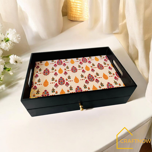 Rectangular Wooden Trays with Chest of Drawer